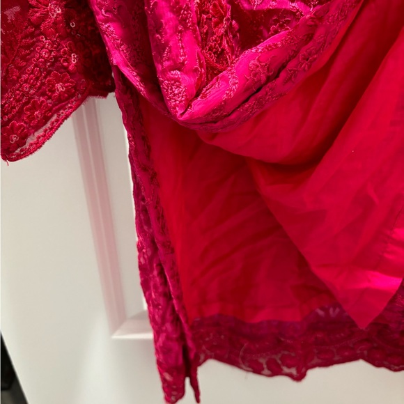 Agha Noor Fuschia Silk and Chiffon Women’s Tunic Top - Picture 5 of 12